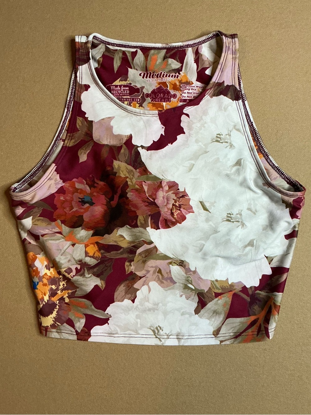 Colorado Threads fitted yoga tank top with built in bra